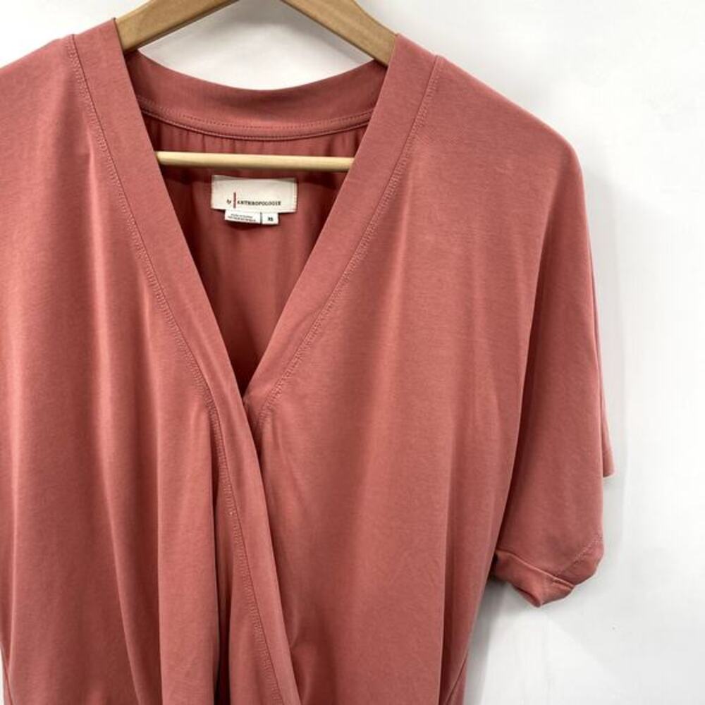 Anthropologie Pink Surplice‎ Faux Wrap Blouse